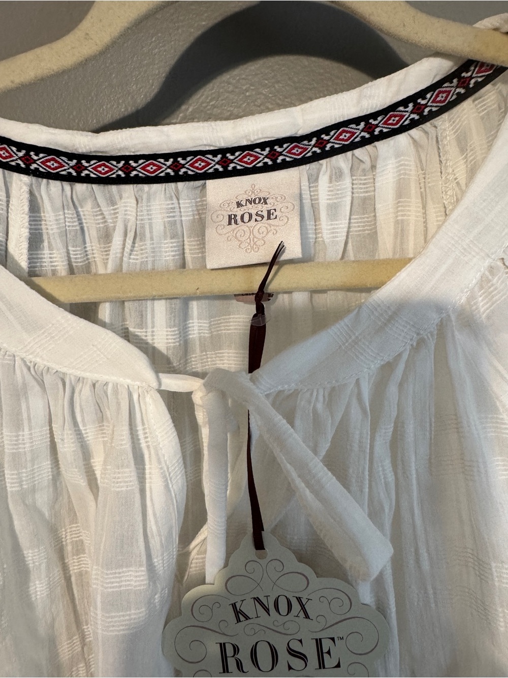 NWT Crisp White Boho Embroidered Tassel Blouse XXL hippie 2x - Picture 2 of 12